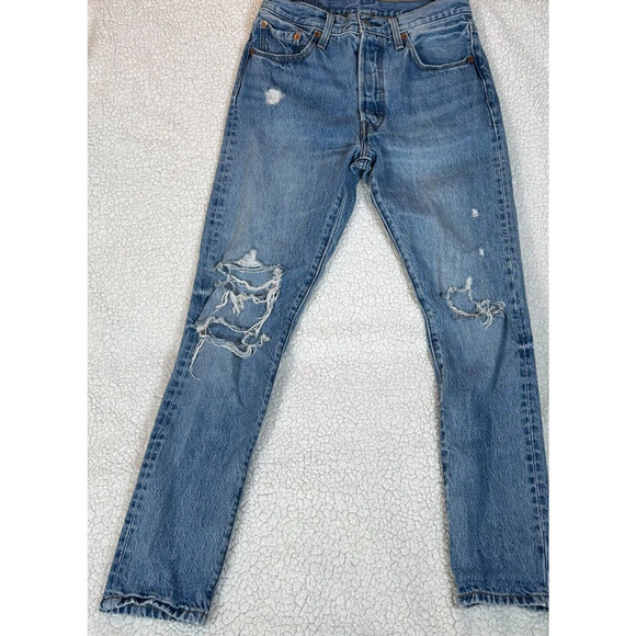Levi's Denim - Levi's 501 Jeans Women's W28xL30 Worn & Soft Tapered Leg Button Fly